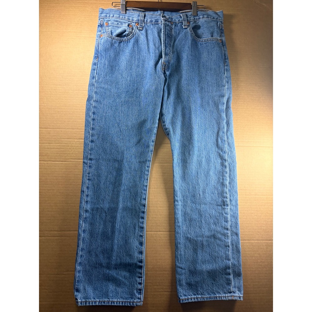 Levi's 501 Original Fit Jeans Mens W34 L26 Blue Denim Straight Leg Button Fly